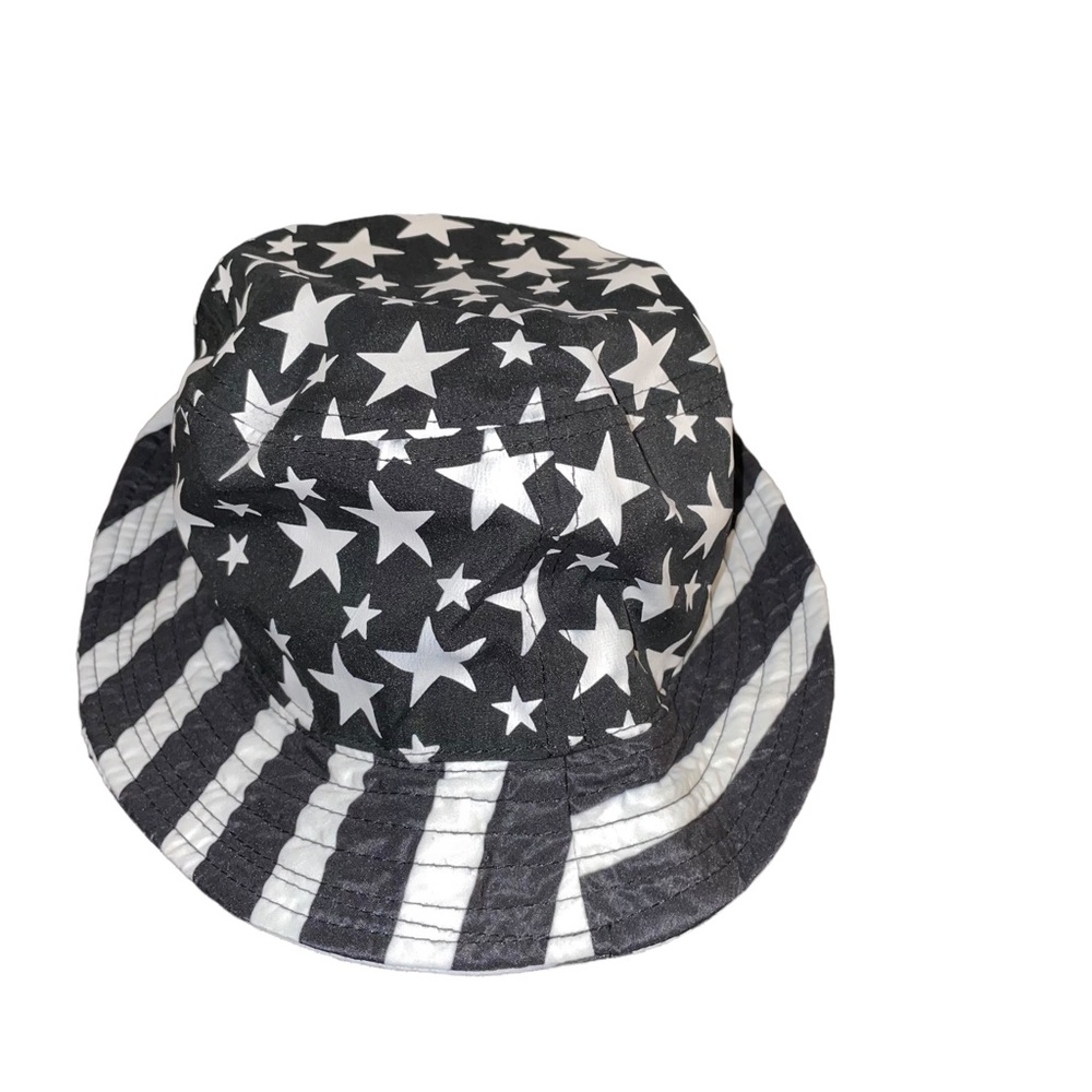 Carbon Elements bucket hat navy blue with white stars one size 100% polyester